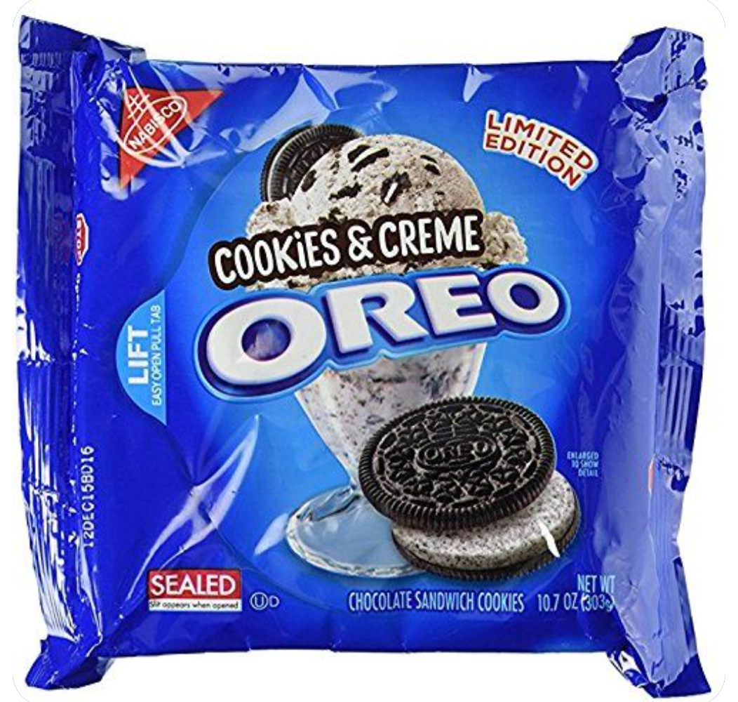 Package of Cookies & Creme flavored Oreos