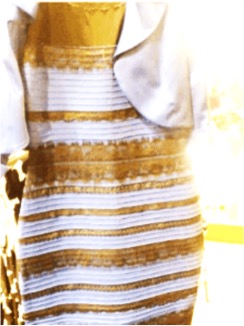 White and gold image of the dress